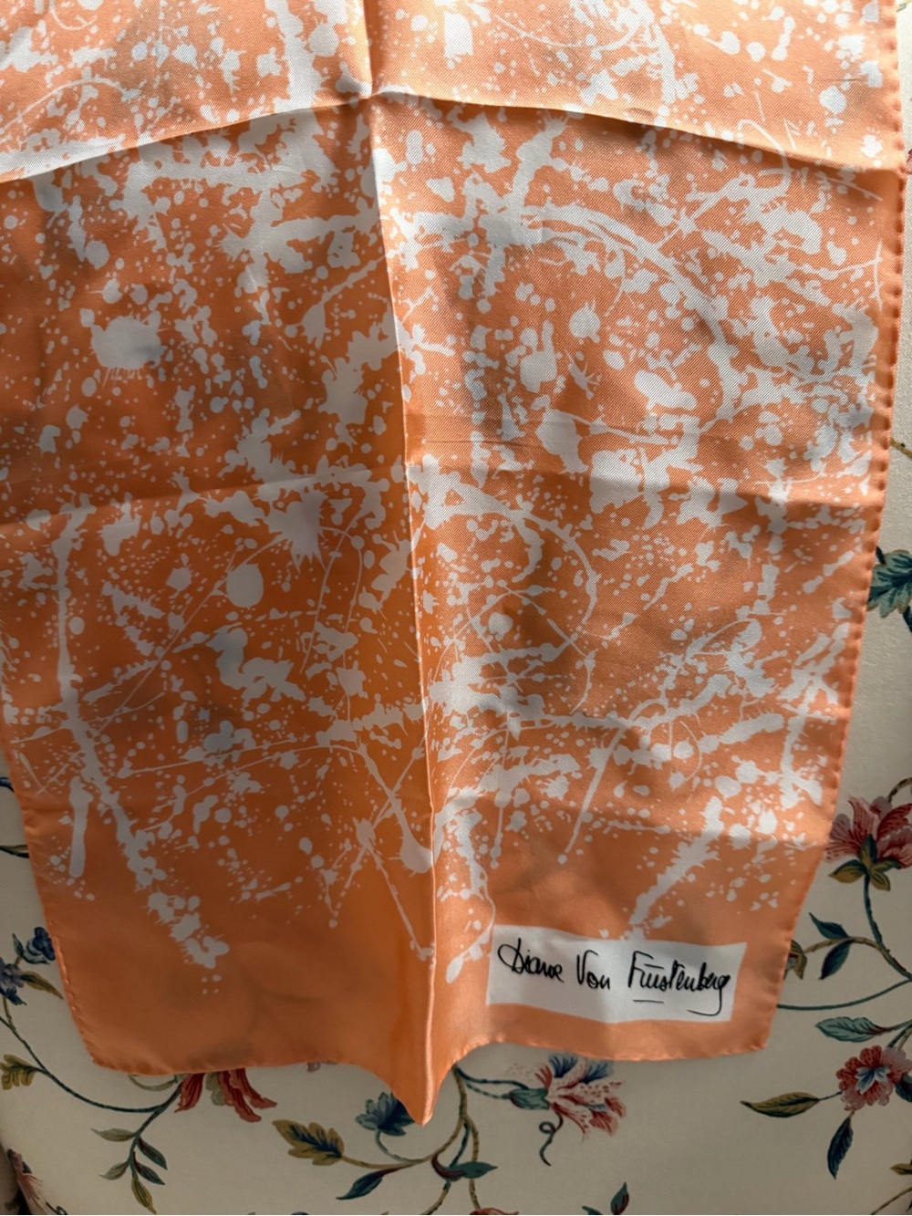 Vintage Diane von Furstenburg Peach & Cream Silk Scarf